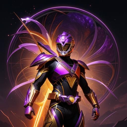 Orange and Purple Power Ranger in Detailed Matte Painting