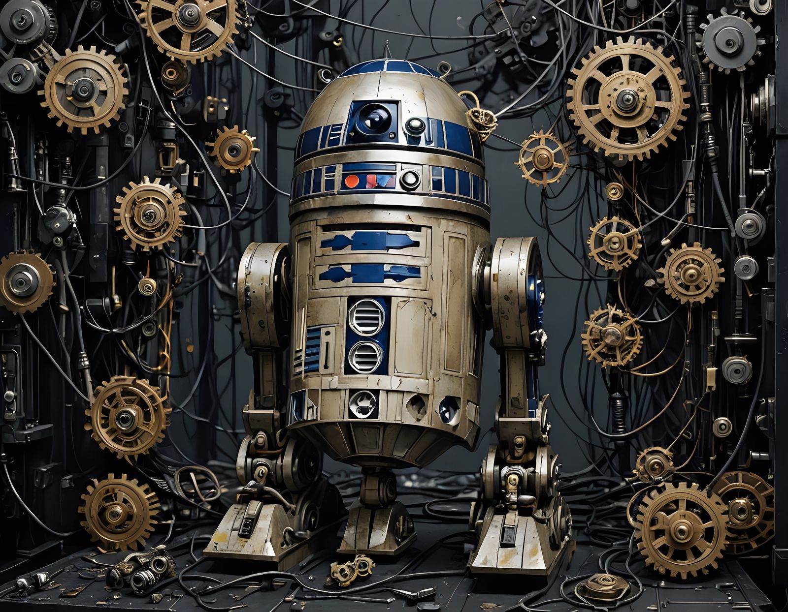 R2D2 in Vintage Postage Stamp Style