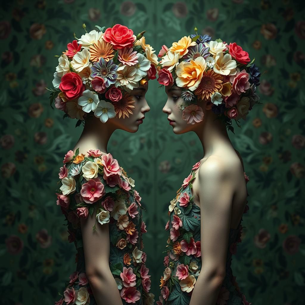 Girls in Cyberpunk Style with Floral Face Coverings