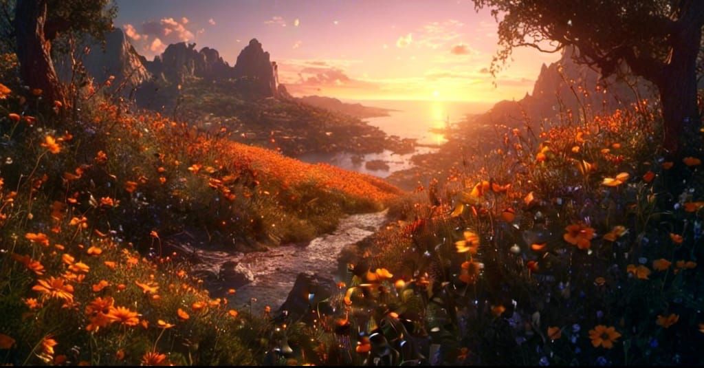 Overgrown Orange Sun in Pixar Style, 8K Resolution