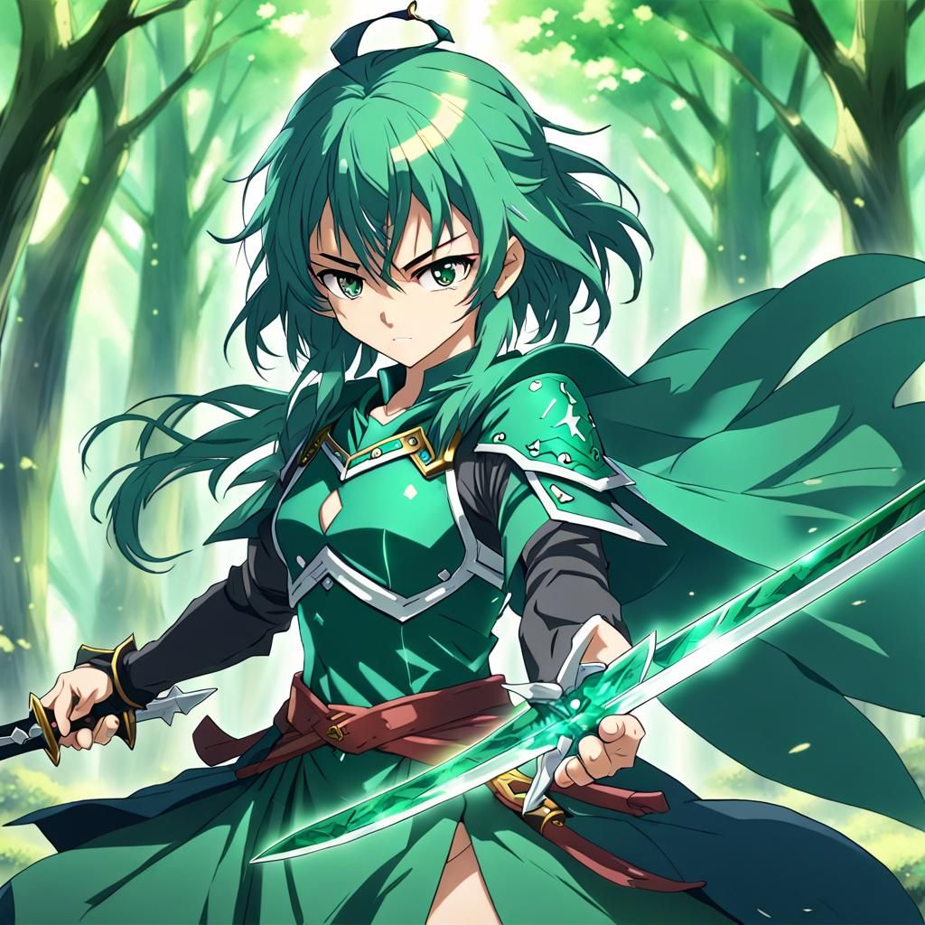Anime Emerald Sword Master Illustration