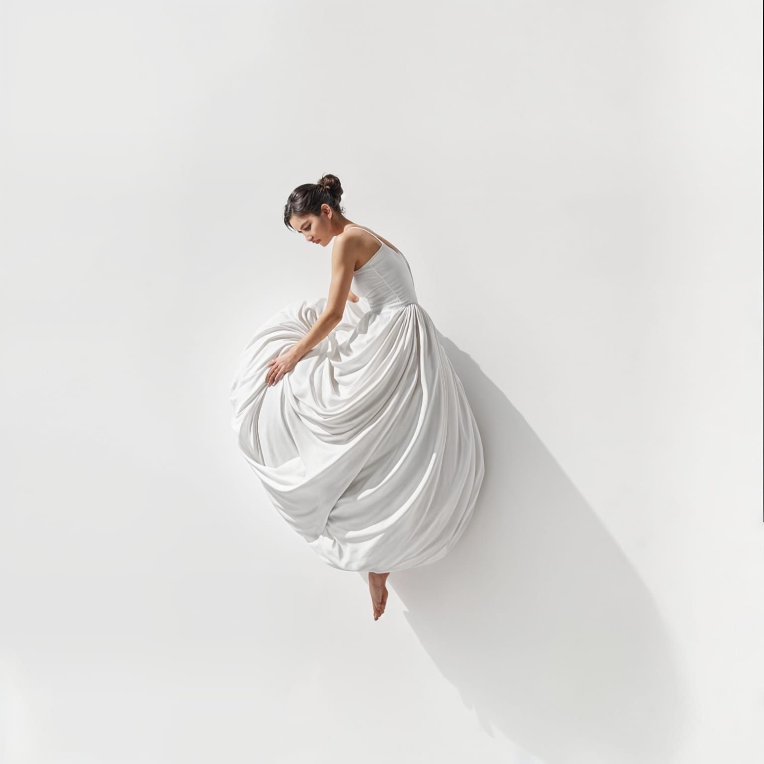 Surreal Minimalist Sculpture of a Woman in Optical Illusion