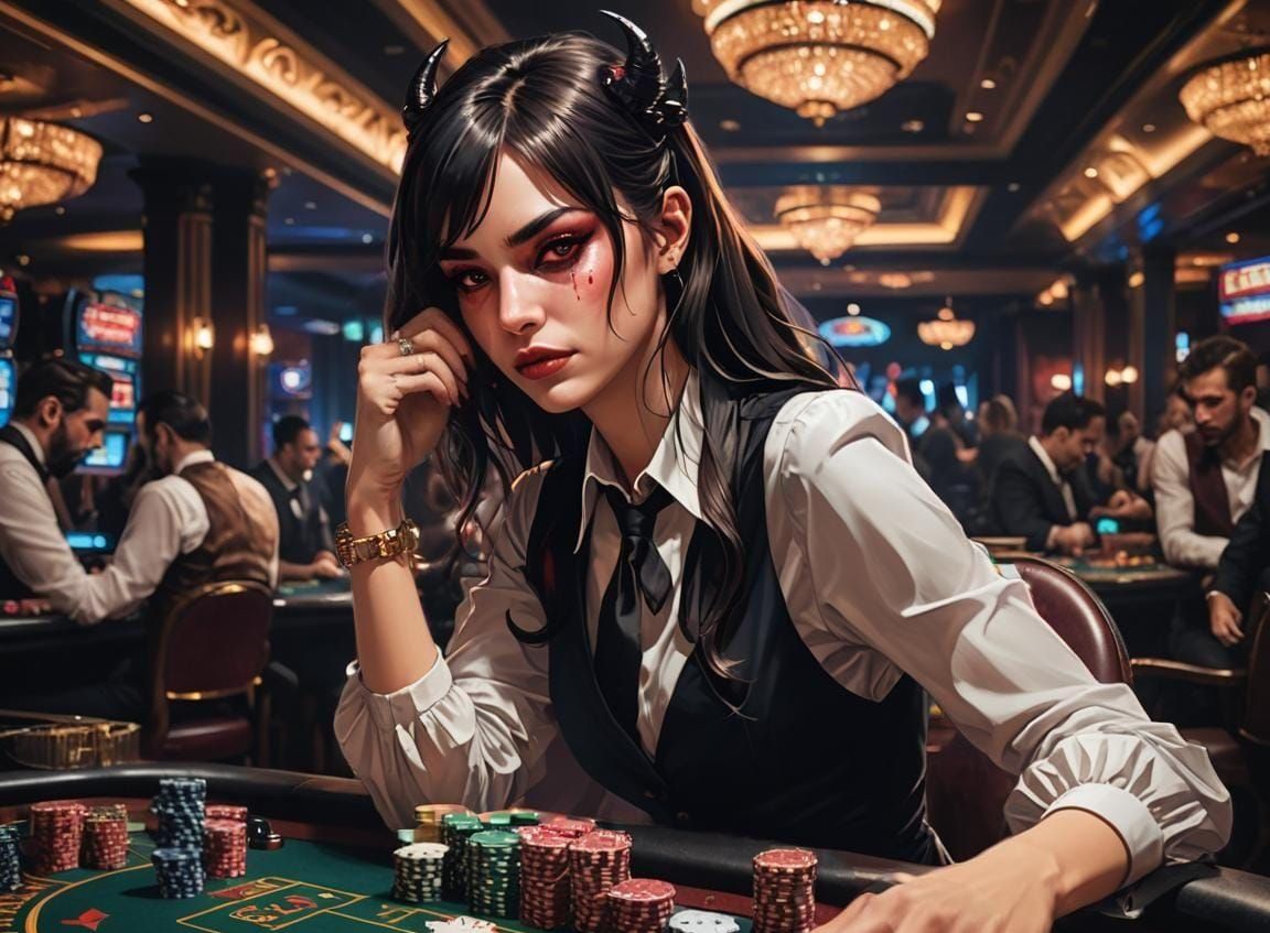 Mysterious Half-Demon Croupier in Casino