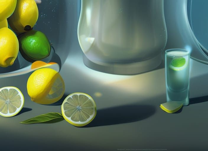 Futuristic Lemon Drink Landscape in 8k HDR
