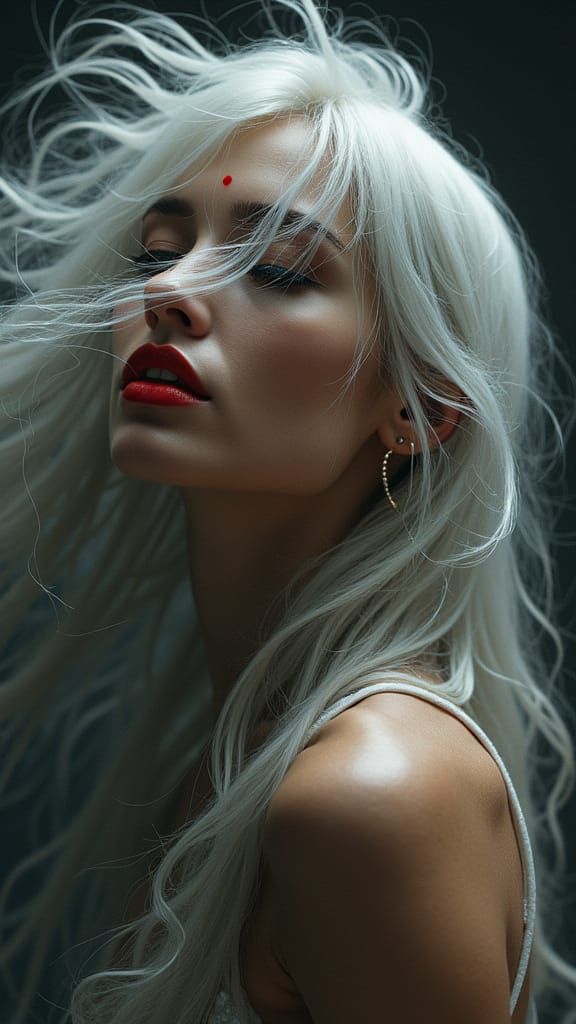 Cinematic Portrait: Woman's Raw Emotion Under Moonlight