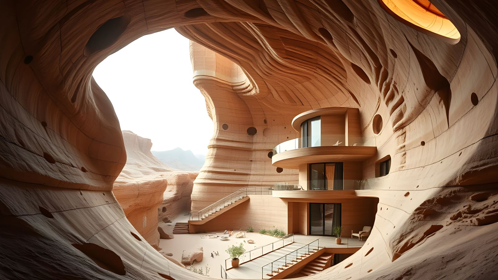 Brutalist Home Carved into Sandstone Canyon