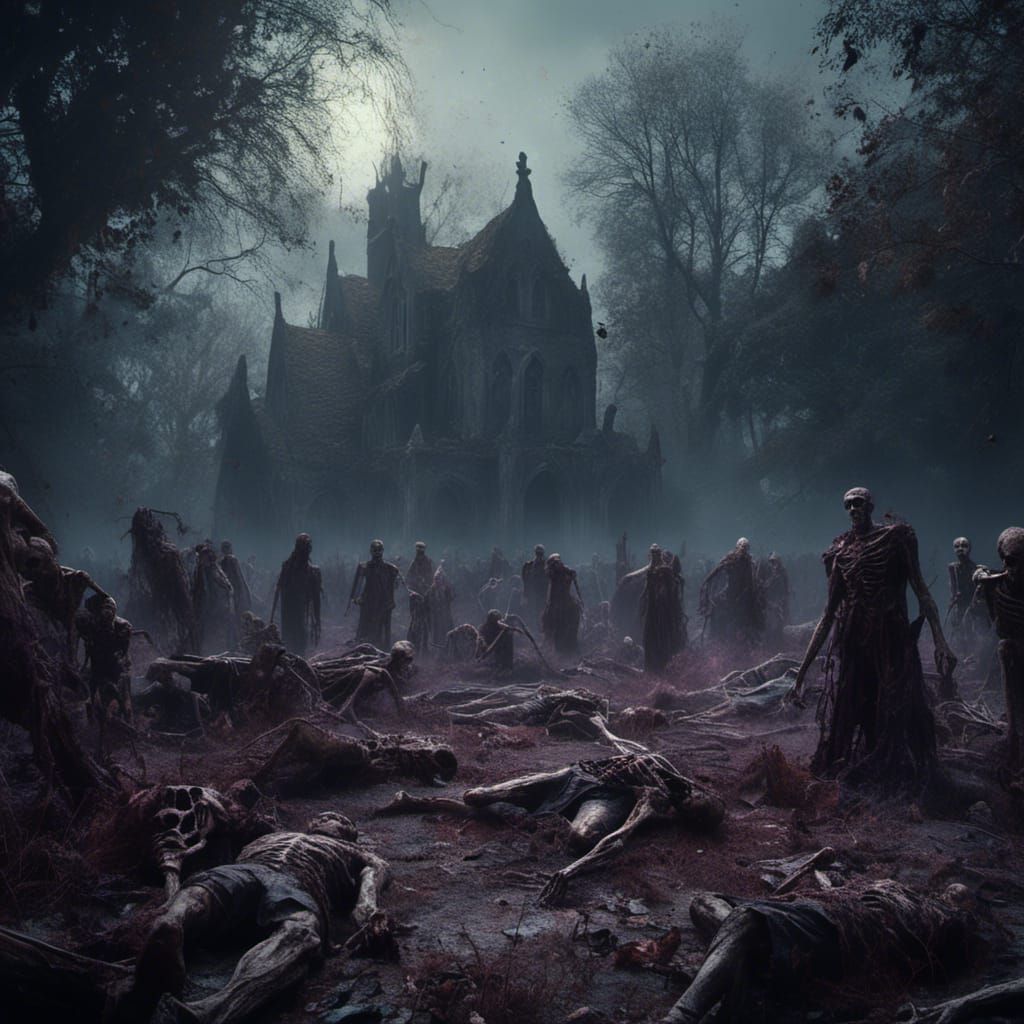 Graveyard Resurrection: Zombies Rise in Dark Fantasy Art