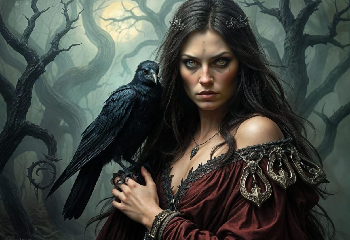 The Morrigan, Celtic Goddess of War in Oil Painting