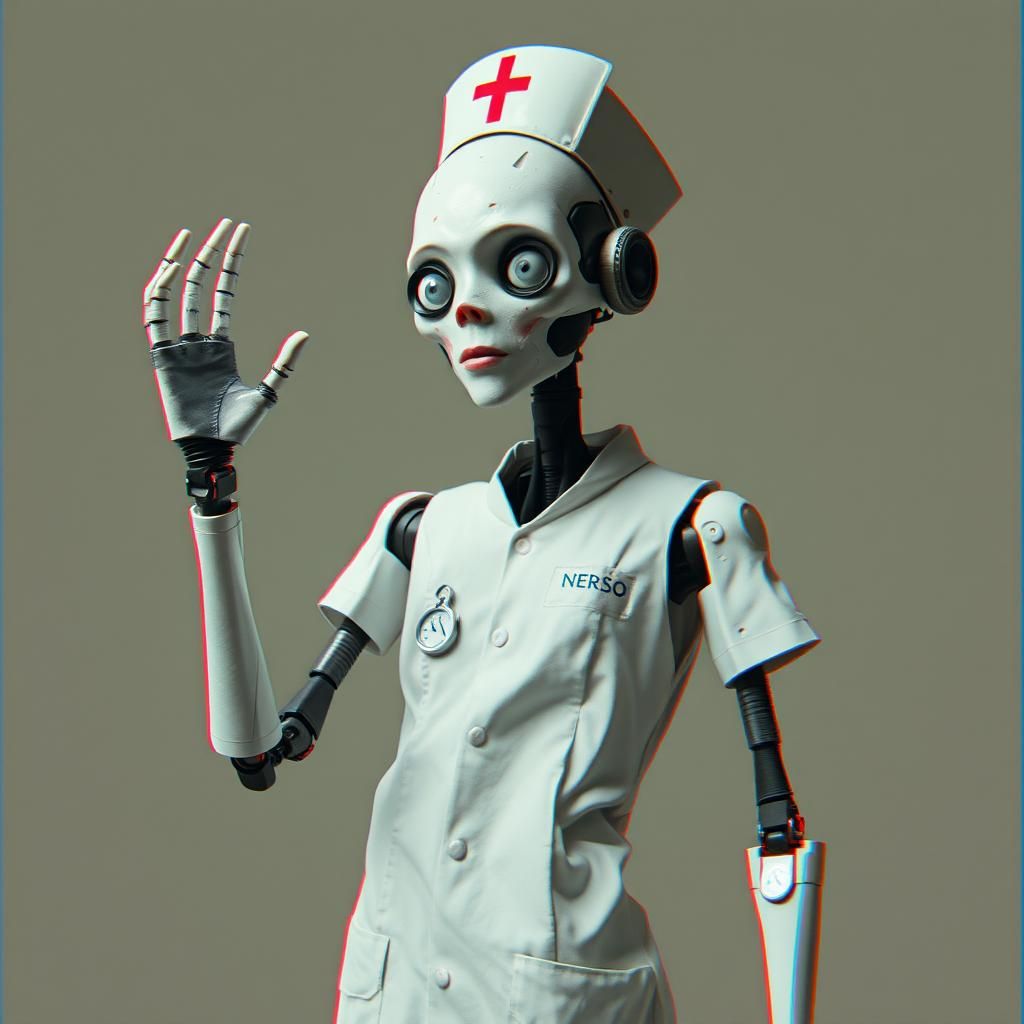 Uncanny Robot Nurse in Surreal Style