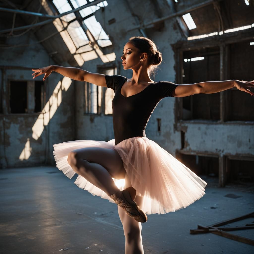 Ballerina Dancing in Abandoned Building