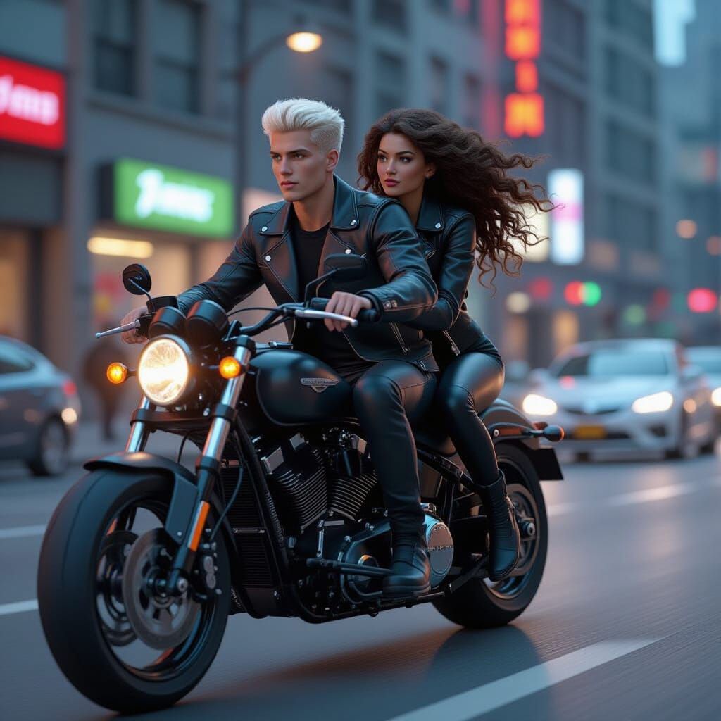 Futuristic Motorcycle Ride Through Cyberpunk Cityscape