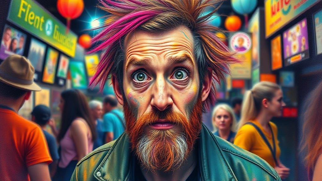 Vibrant Portrait with Saturated Colors in Watercolor Style