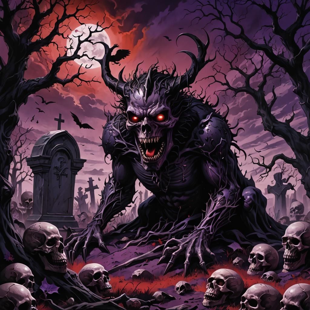 Dark Fantasy Creature Emerges in Surreal Gothic Art