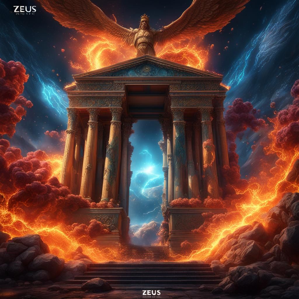 Zeus Stops Big Bang: Bioluminescent Mystical Artwork