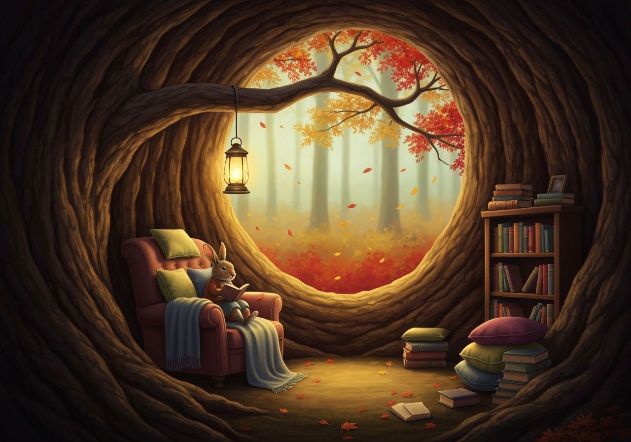 Cozy Reading Nook in Ancient Tree