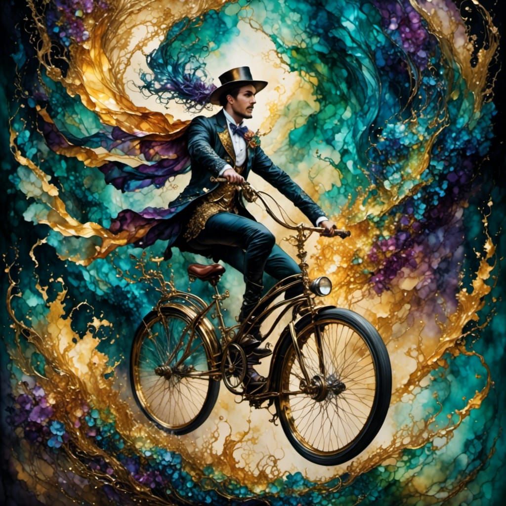 Epic Fantasy Unicycle with Molten Gold Splash