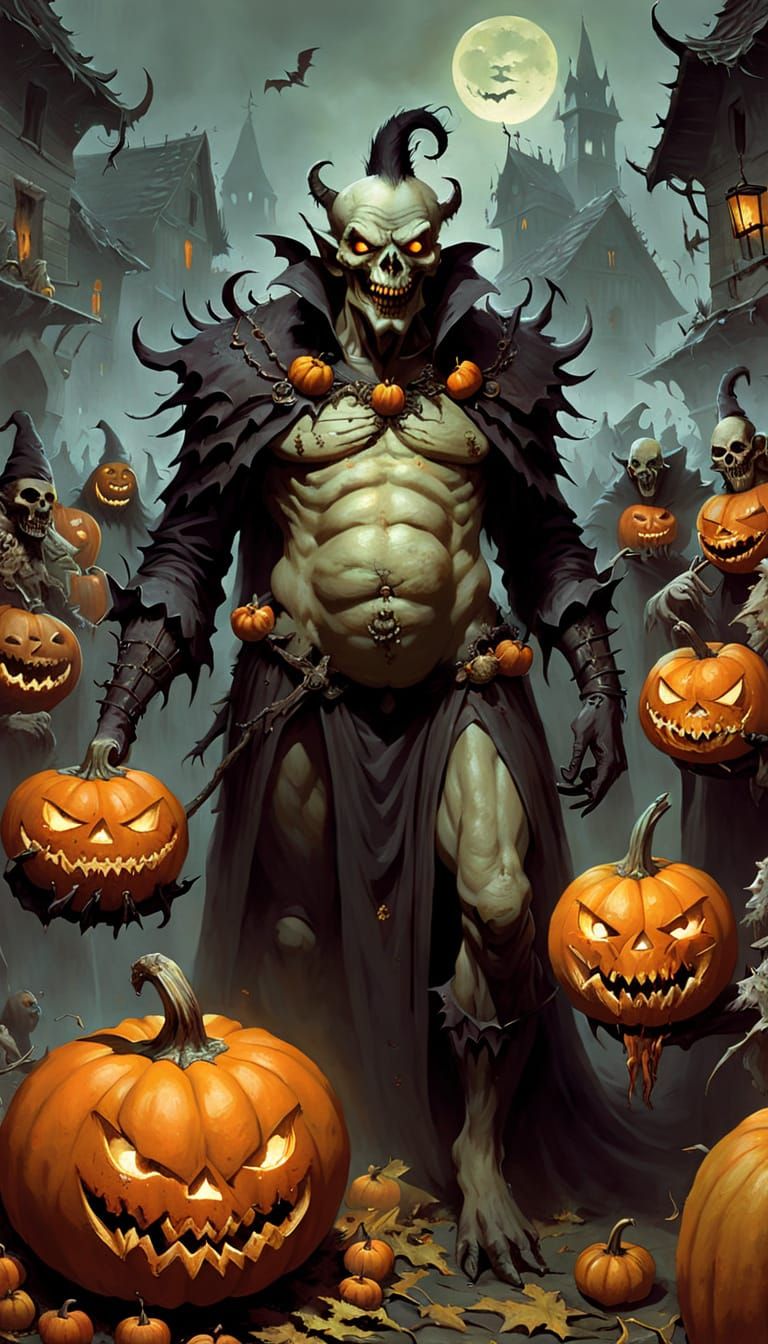 Demonic Kings Harvest Ghoulish Pumpkins in Grotesque Banquet