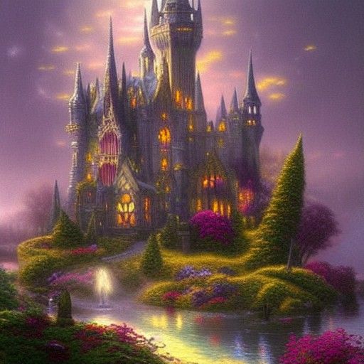 Ethereal Gothic Castle in Hyperdetailed Fantasy Style