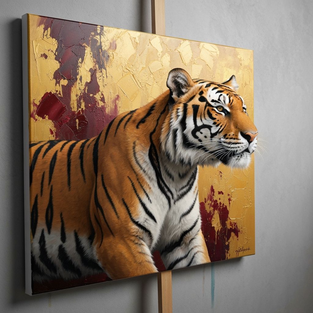 Tiger Emerges from an Abstract Expressionist Oil Painting