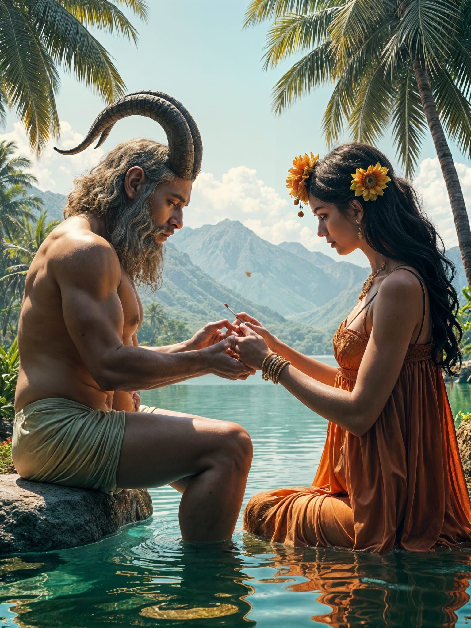Surreal Faun and Satyr Manicure in Paradise