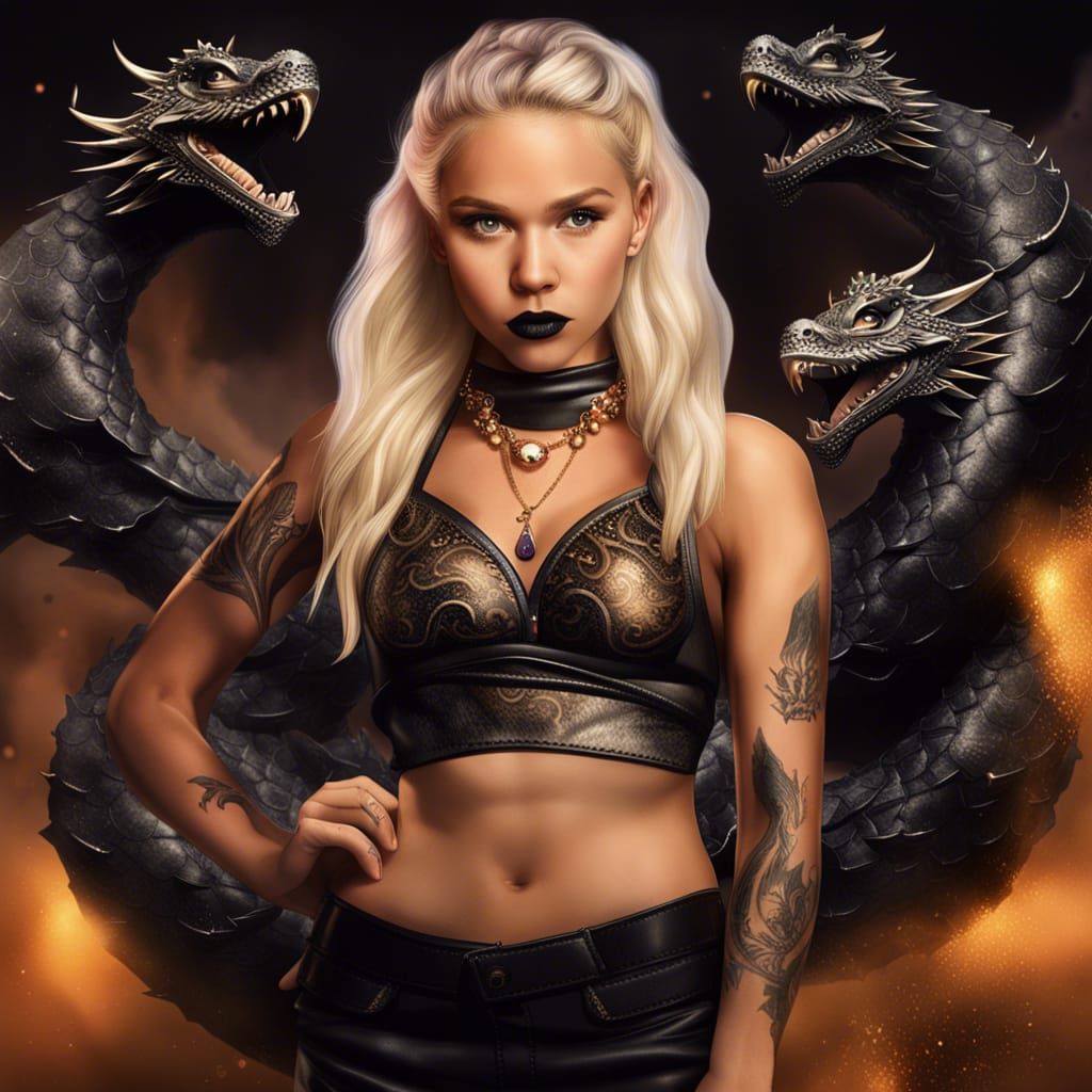 hyperealistic jordyn jones black lipstick and eyeliner big large chest wet body dragons tattoos in a gold transparent pu...