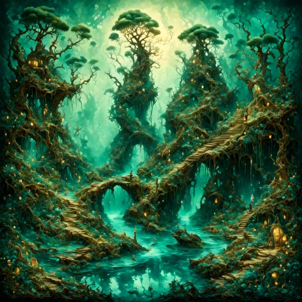 Time is moving backwards, trees are howling, eyes are watching <lora:Constellation:1.0> <lora:Higher State:1.0> <lora:Pa...