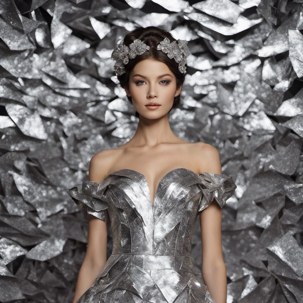 recycled: aluminum foil origami evening dress