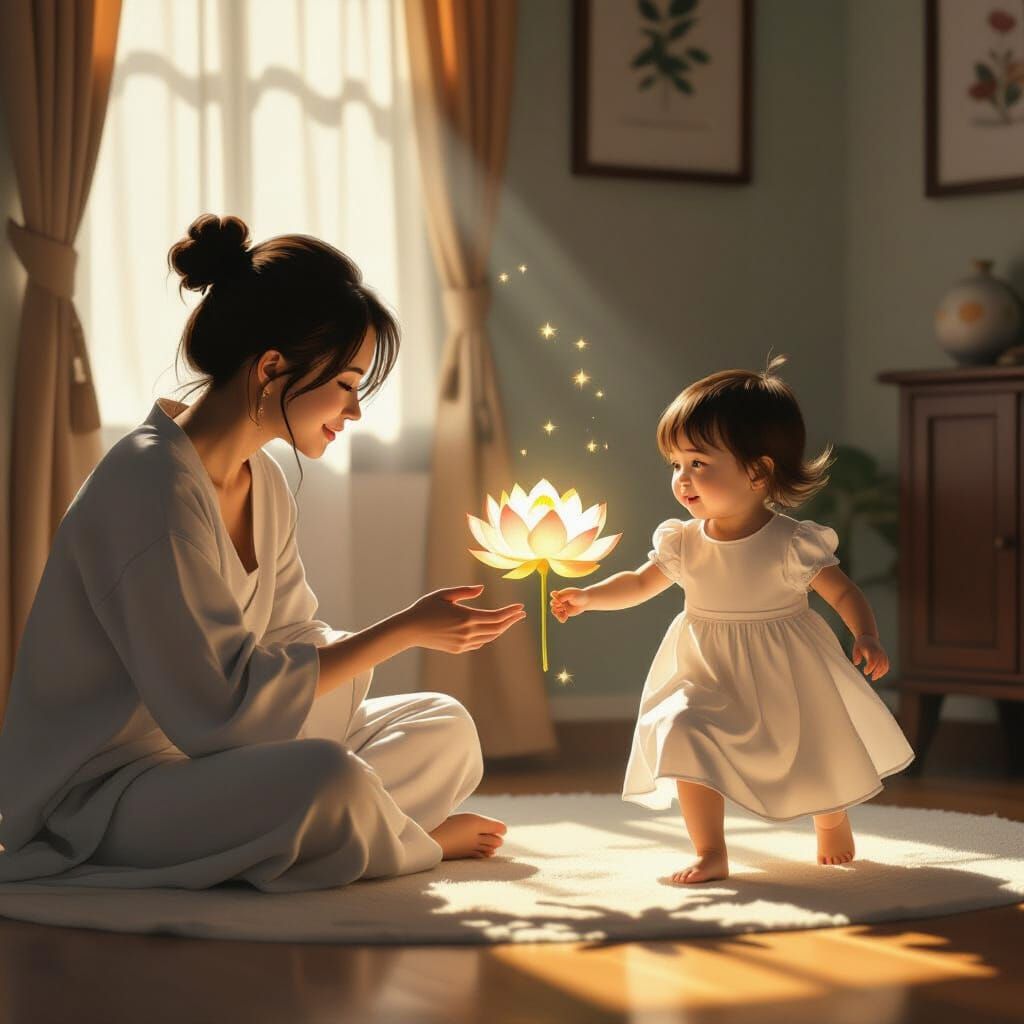 Emotional Chiaroscuro: Mother and Child in Radiant Light