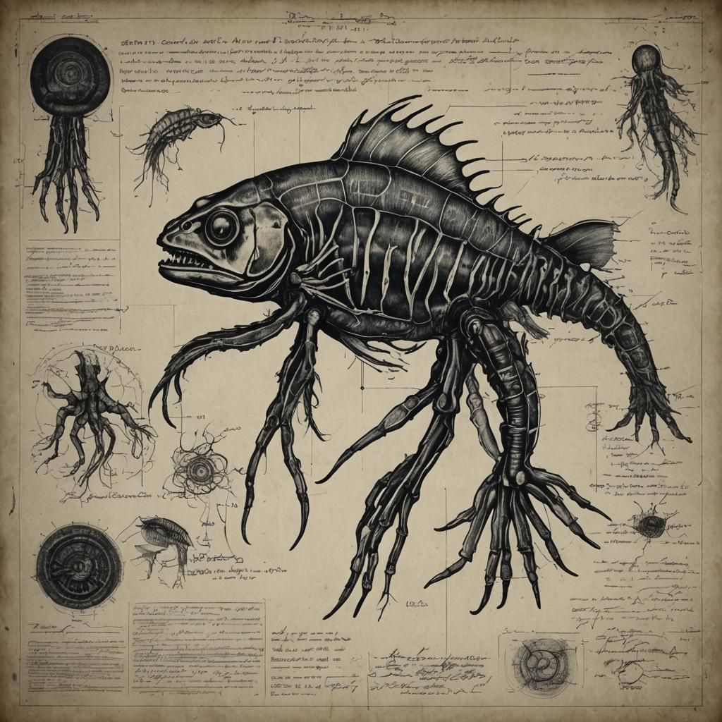 Autopsy Blueprint of a Mutant Fish-Brain Creature