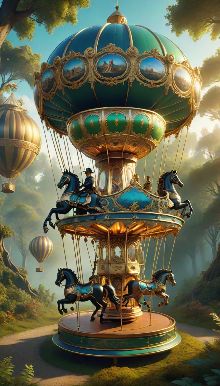 Steampunk Carousel Hangs From Hot Air Balloon