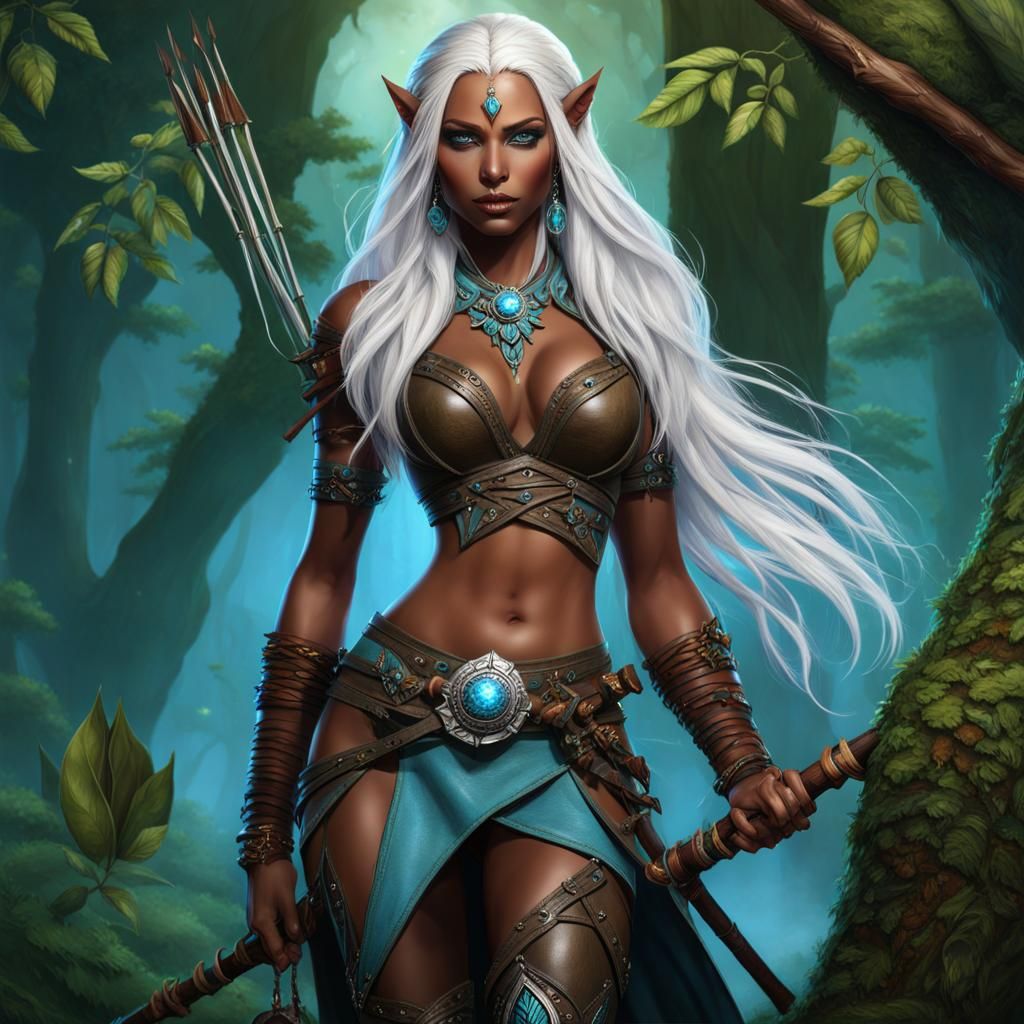 Tribal Drow Ranger in Detailed Fantasy Art