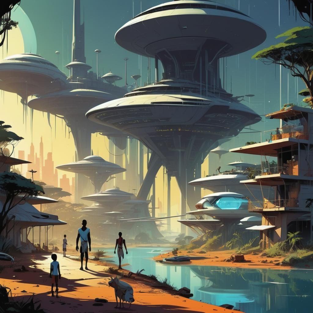 Jetsons-Style African Utopia in Comic Book Art
