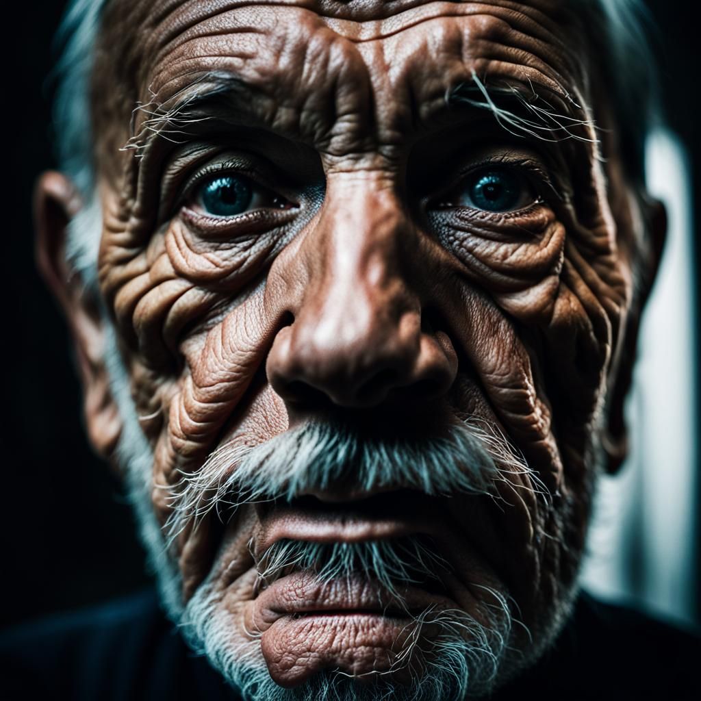 Realistic Portrait of an Elderly Man in Poverty