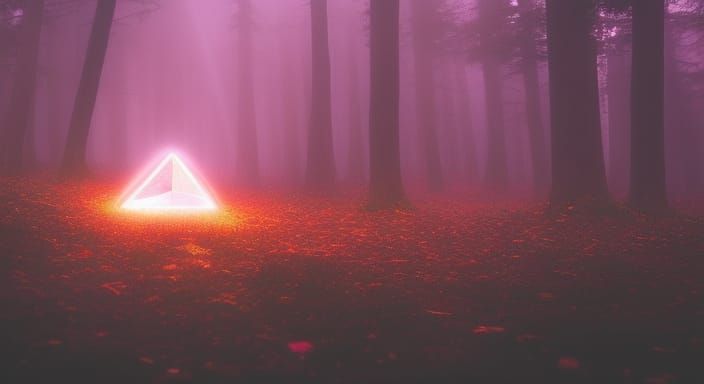 Magic Obsidian Shard in a Foggy Forest