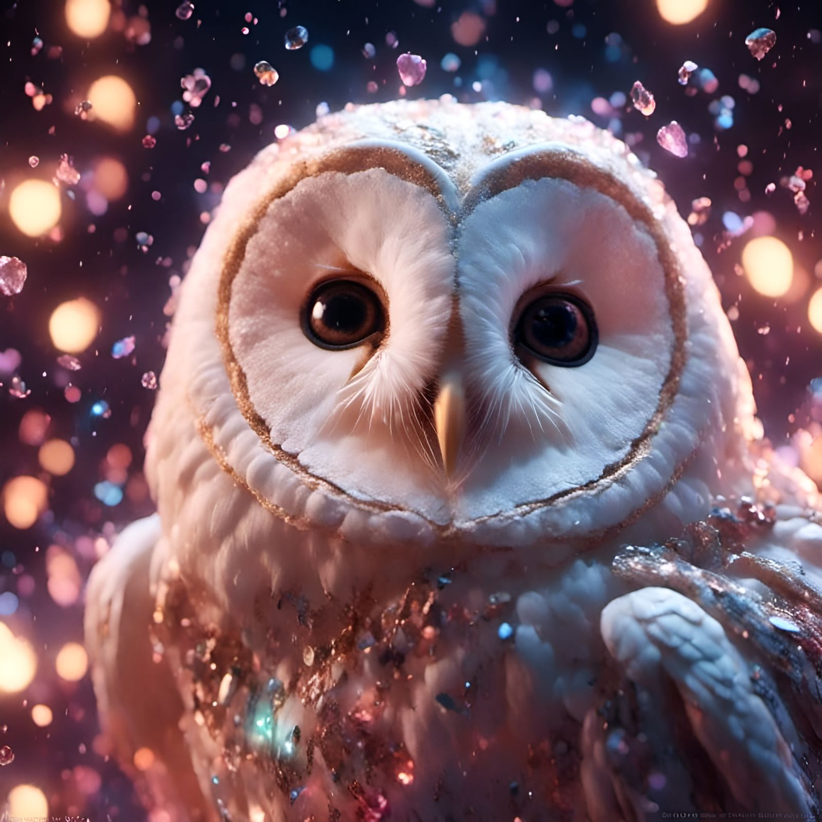 Realistic Macro Closeup of Glowing Barn Owl
