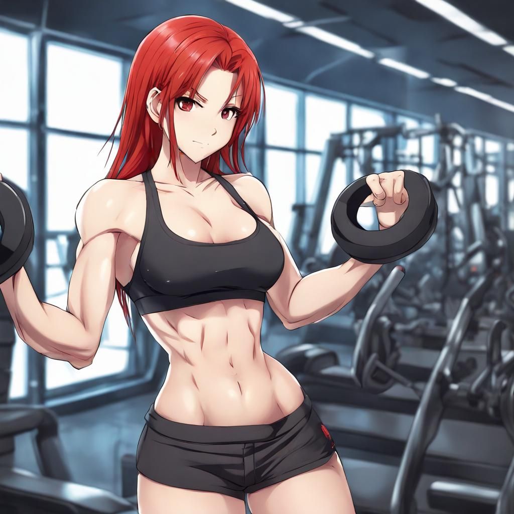 Anime Girl at Gym in Key Visual Style