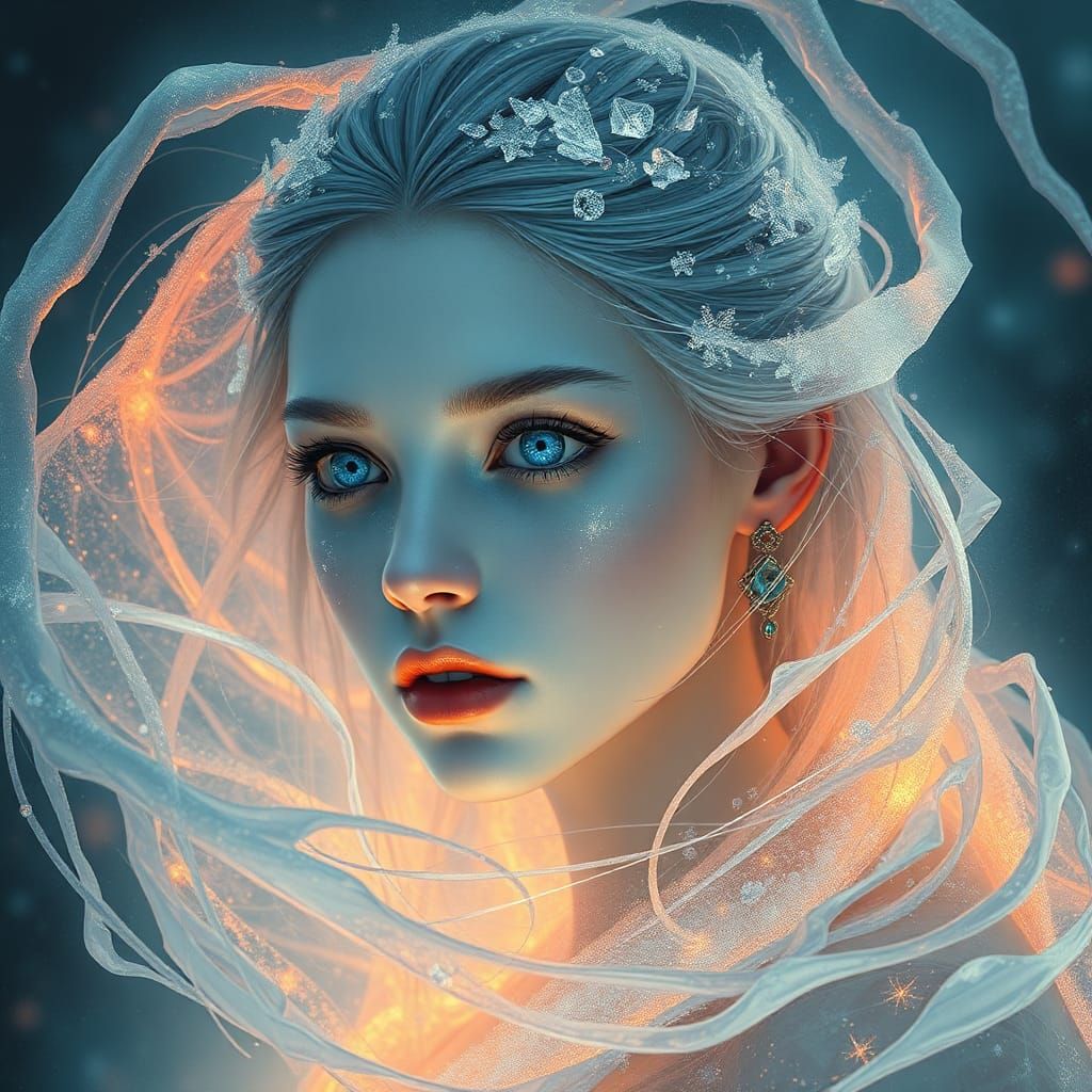 Icy-Eyed Woman in Ethereal Fantasy Art