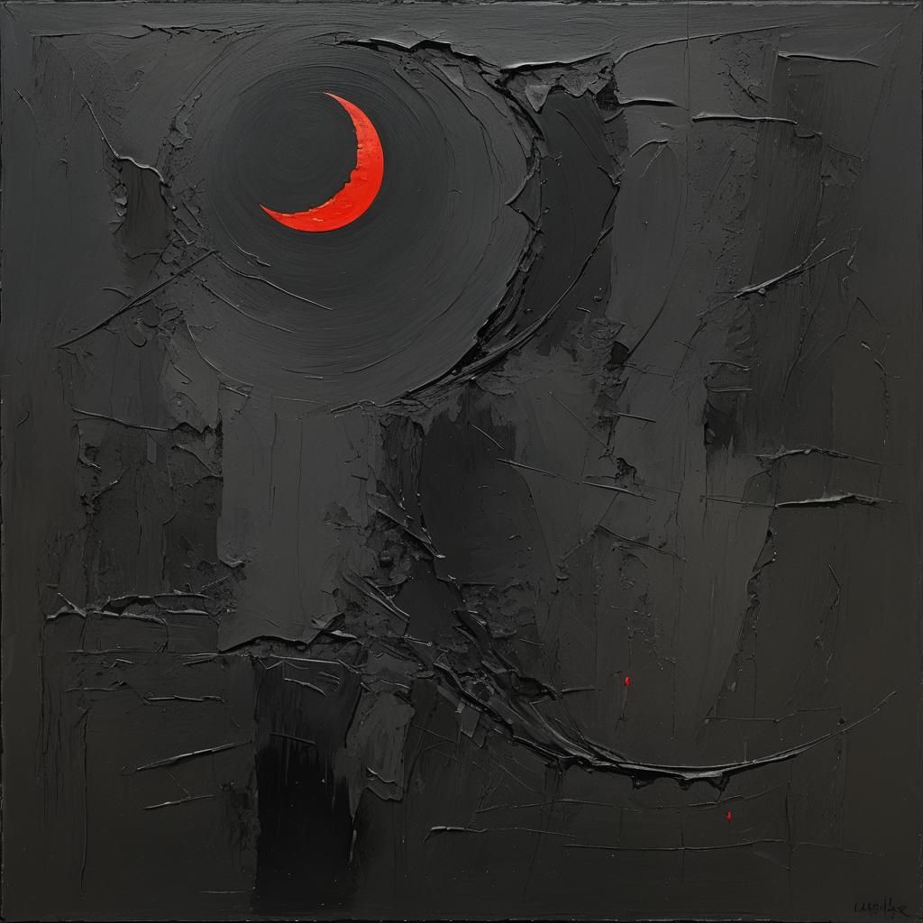 Picture of monochromatic darkest black background wide brush...