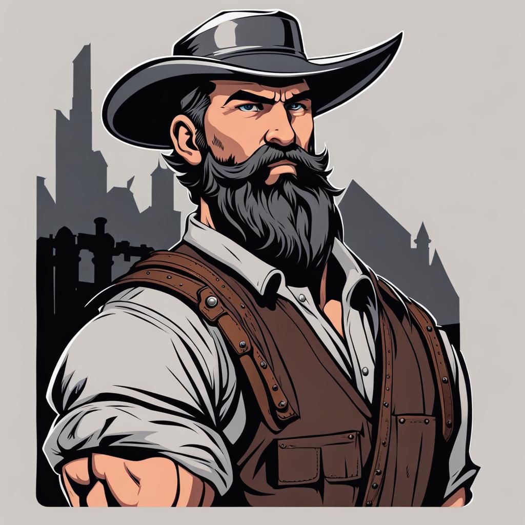 Blacksmith Forging with Peppered Hair and Beard