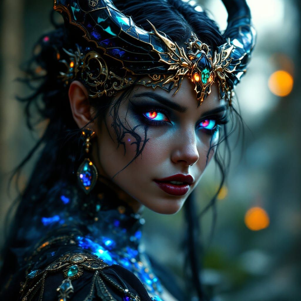 Evil Enchantress with Obsidian Scarab Amulet