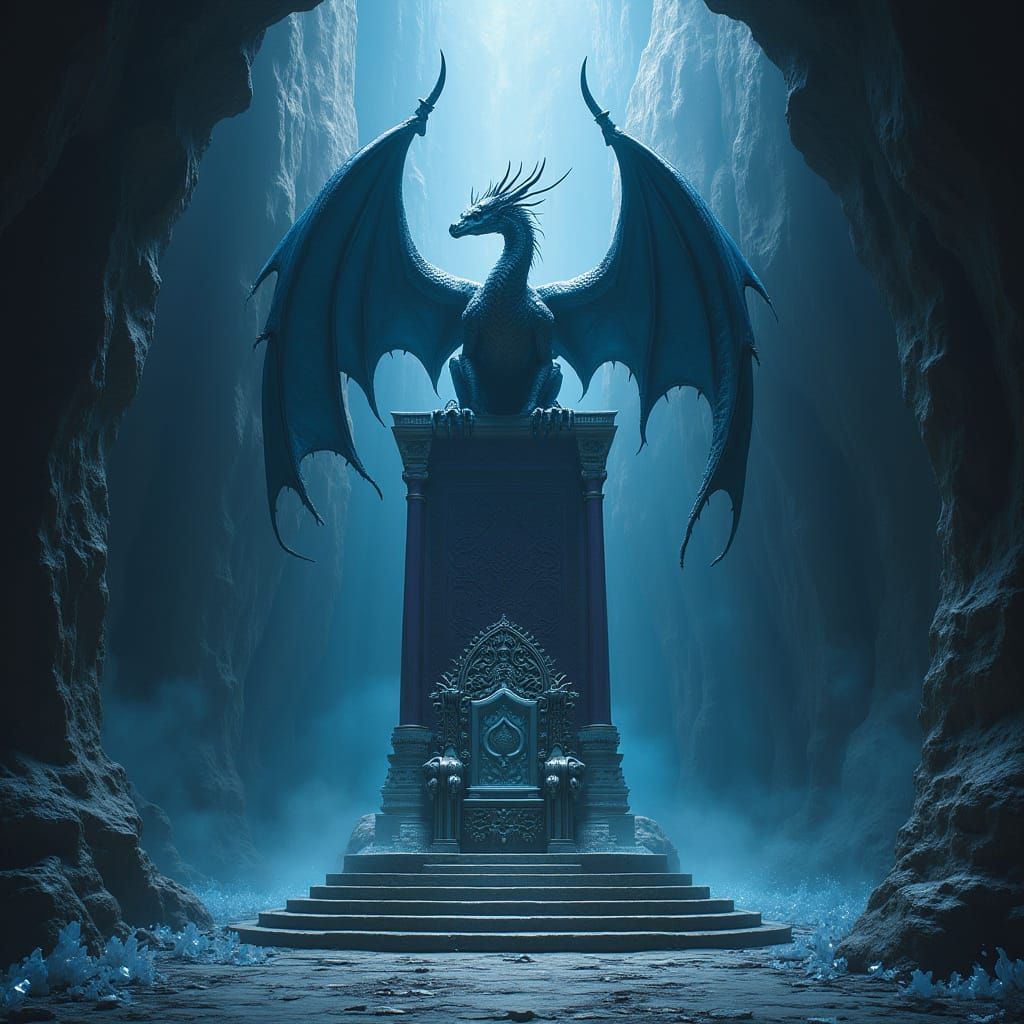 Silver Dragon Banner in a Crystal Cave, Hyperrealism