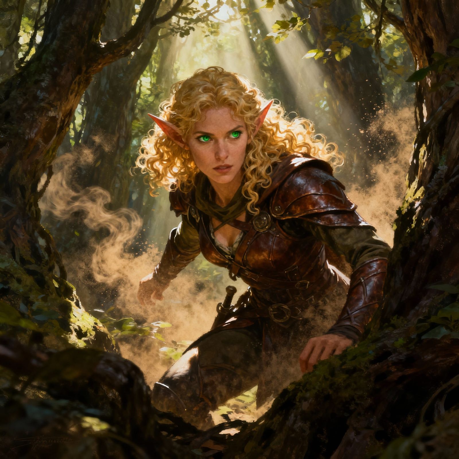 Elf Rogue in Mystical Forest - Fantasy Concept Art