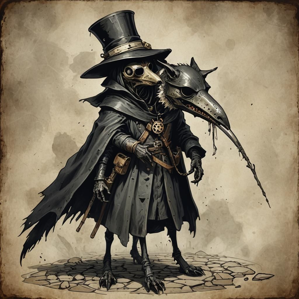 Plague Doctor Dog in Traditional Garb