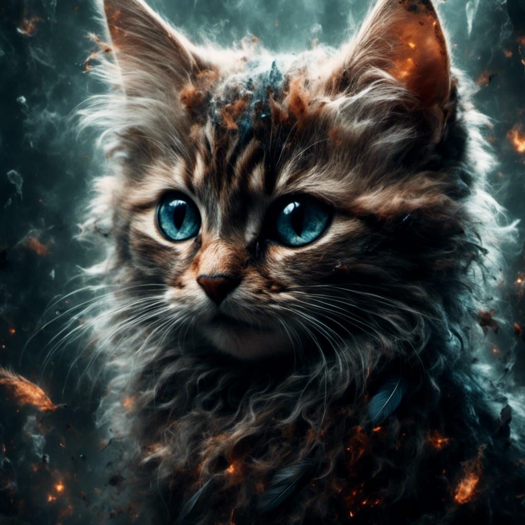 Ultra Realistic Cute Baby Cat with Fairy Dust Glow