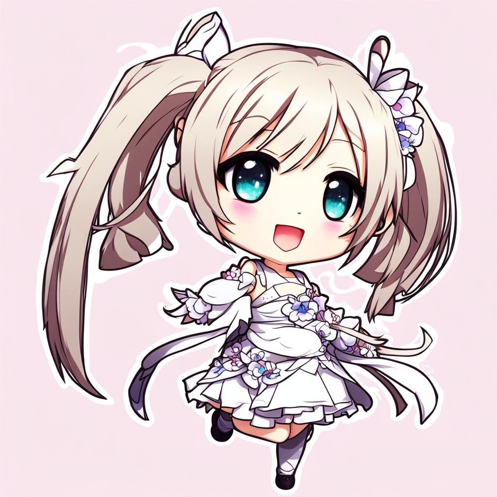 Flirty Chibi Girl in Anime Key Visual Style