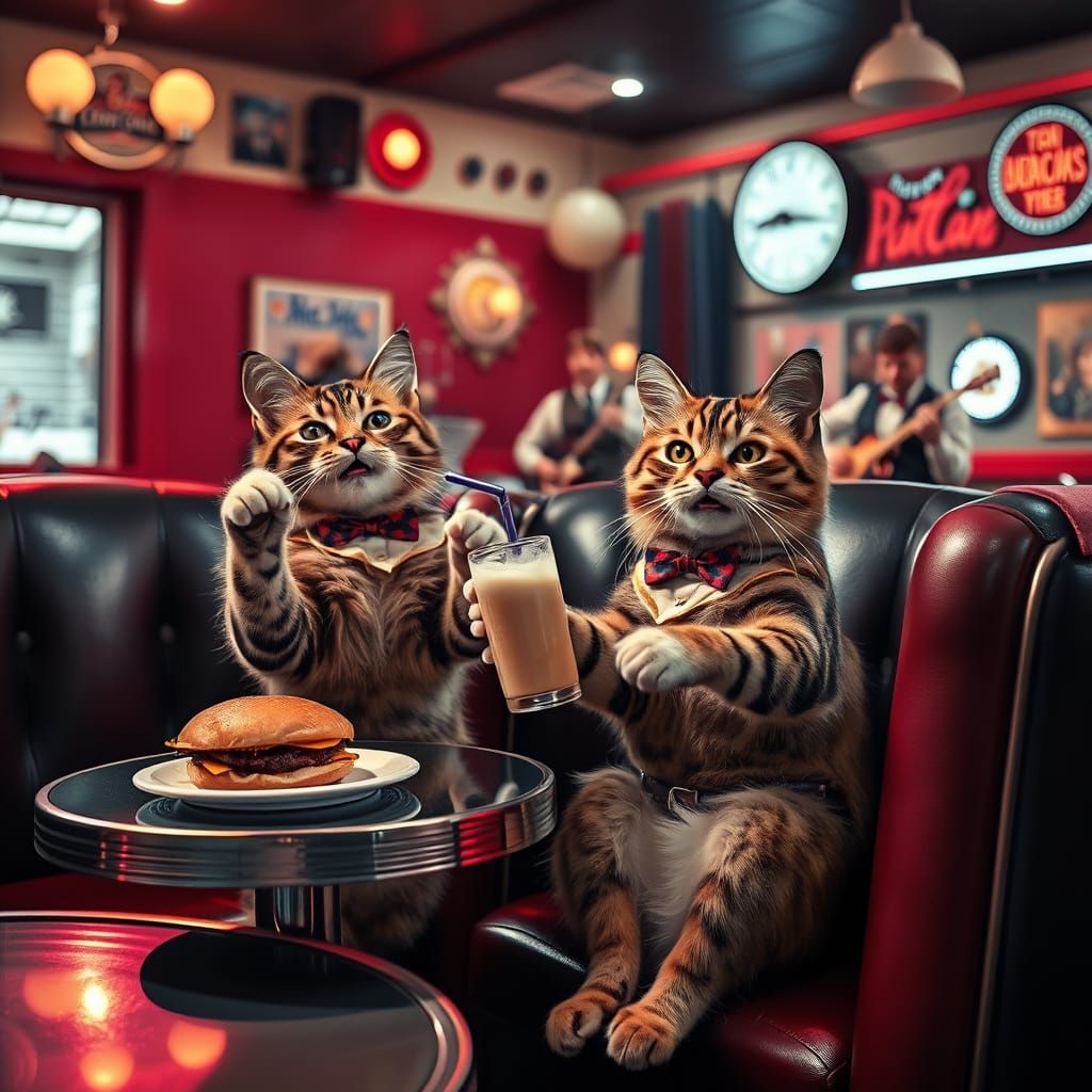 Jazzy Cats Dine Out in Retro Style