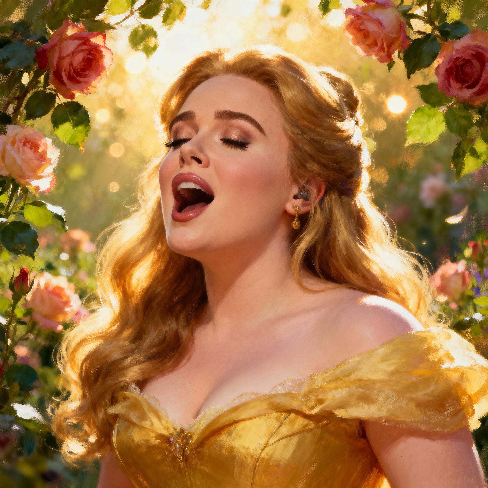 Adele as Princess Belle Singing in Rose Garden