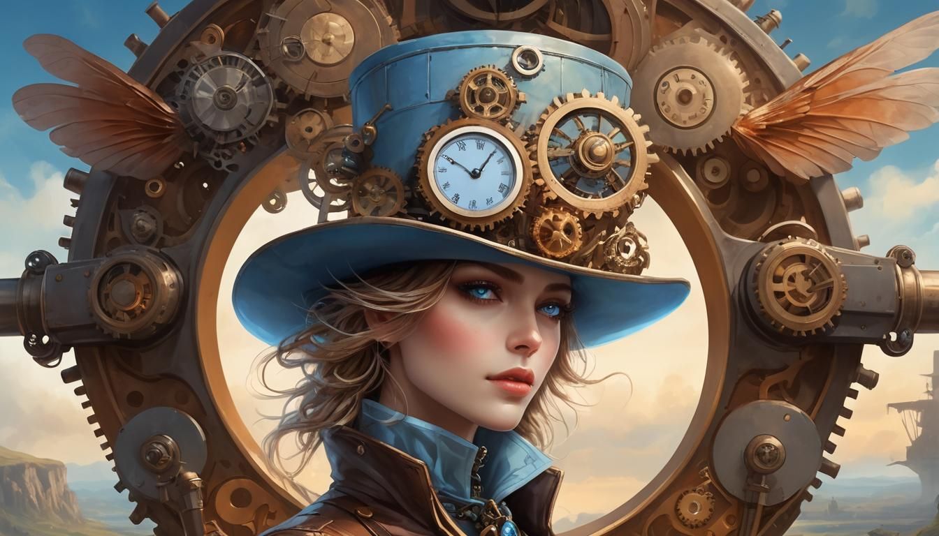 Steampunk Character With Mesmerizing Blue Eyes