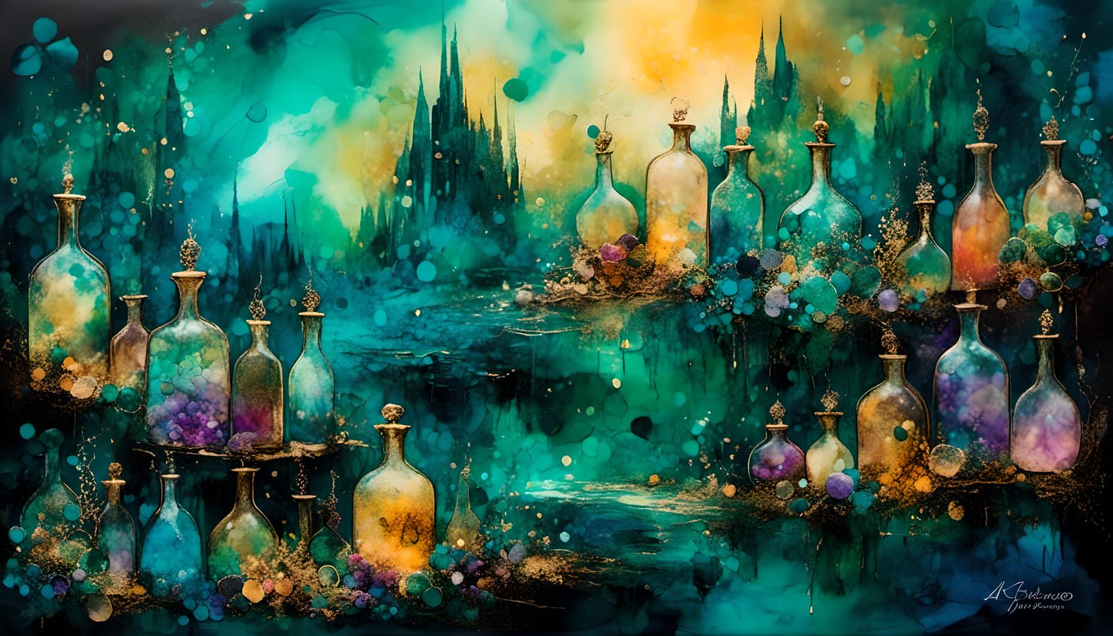 Colorful Magic Potions with Chaotic Alcohol Inks