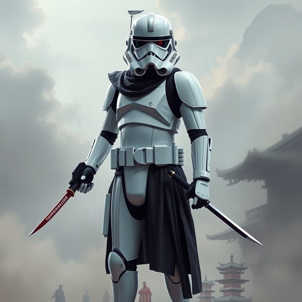 Stormtrooper Samurai in Futuristic Feudal Japan
